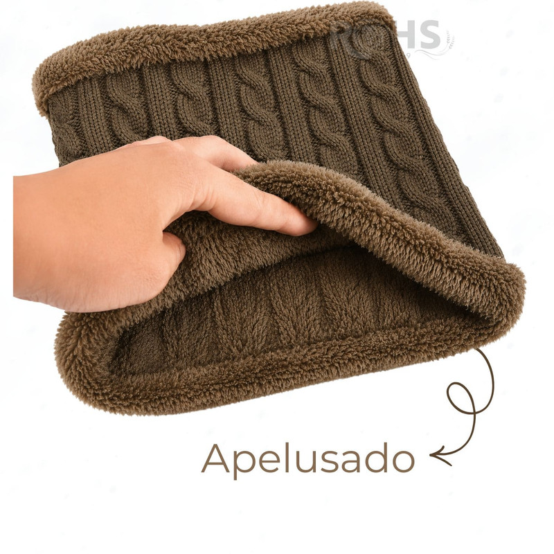 CUELLERA + GORRO MARRÓN DE TELA Y TEJIDO SUAVE - 5