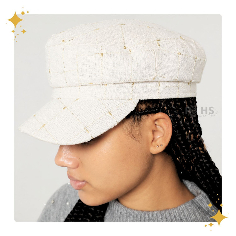 GORRA BLANCA CUADRILLÉ BLANCO DE TELA SUAVE 25.5 X 20 CM - 4