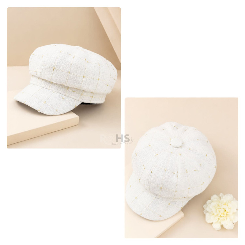 GORRA BLANCA CUADRILLÉ BLANCO DE TELA SUAVE 25.5 X 20 CM - 5