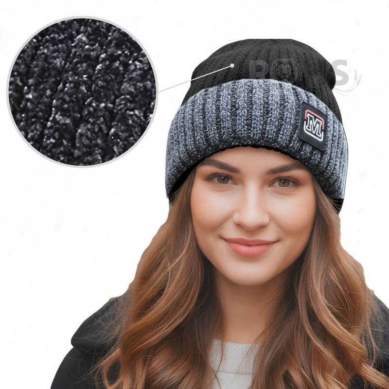 CUELLERA + GORRO NEGRO DE TELA Y TEJIDO SUAVE - 2