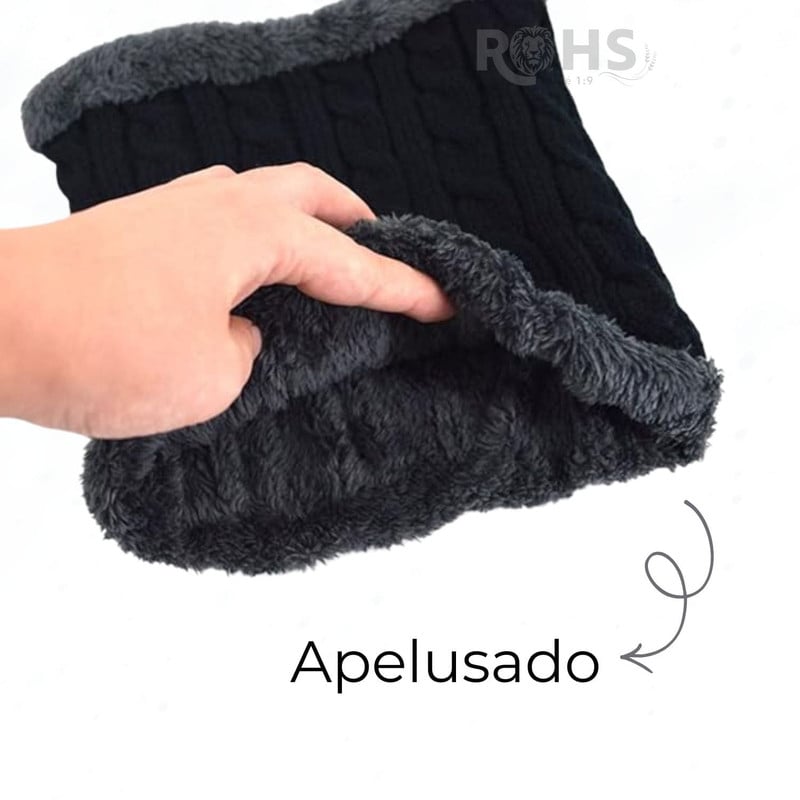 CUELLERA + GORRO NEGRO DE TELA Y TEJIDO SUAVE - 5
