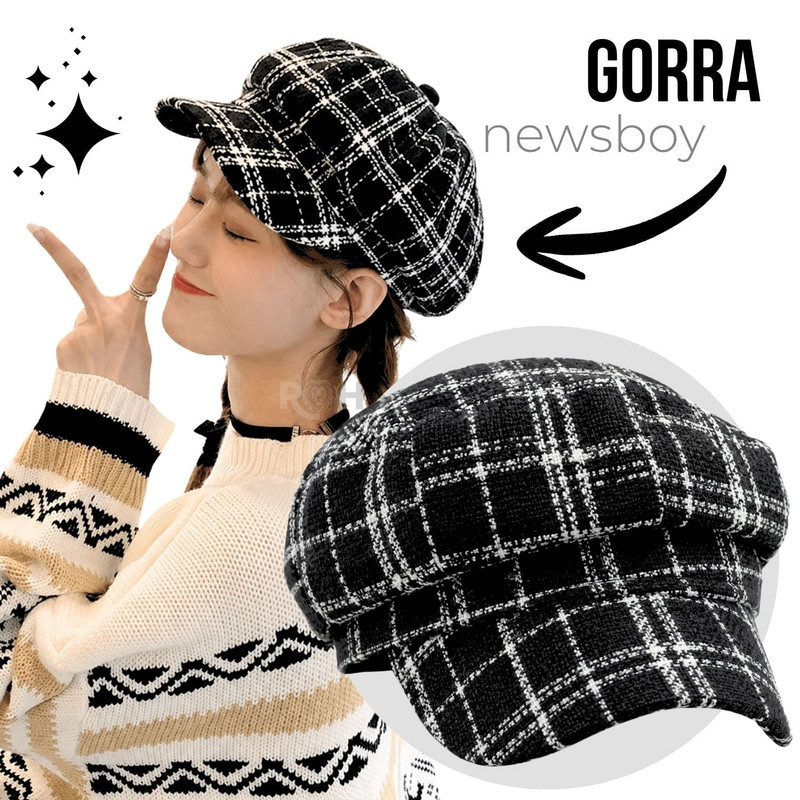 GORRA NEGRO CUADRILLÉ BLANCODE TELA SUAVE 25.5 X 20 CM - 1
