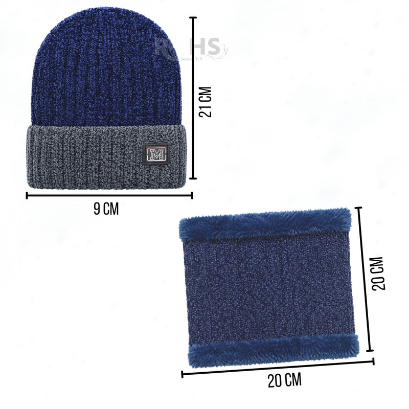 CUELLERA + GORRO AZUL DE TELA Y TEJIDO SUAVE - 3