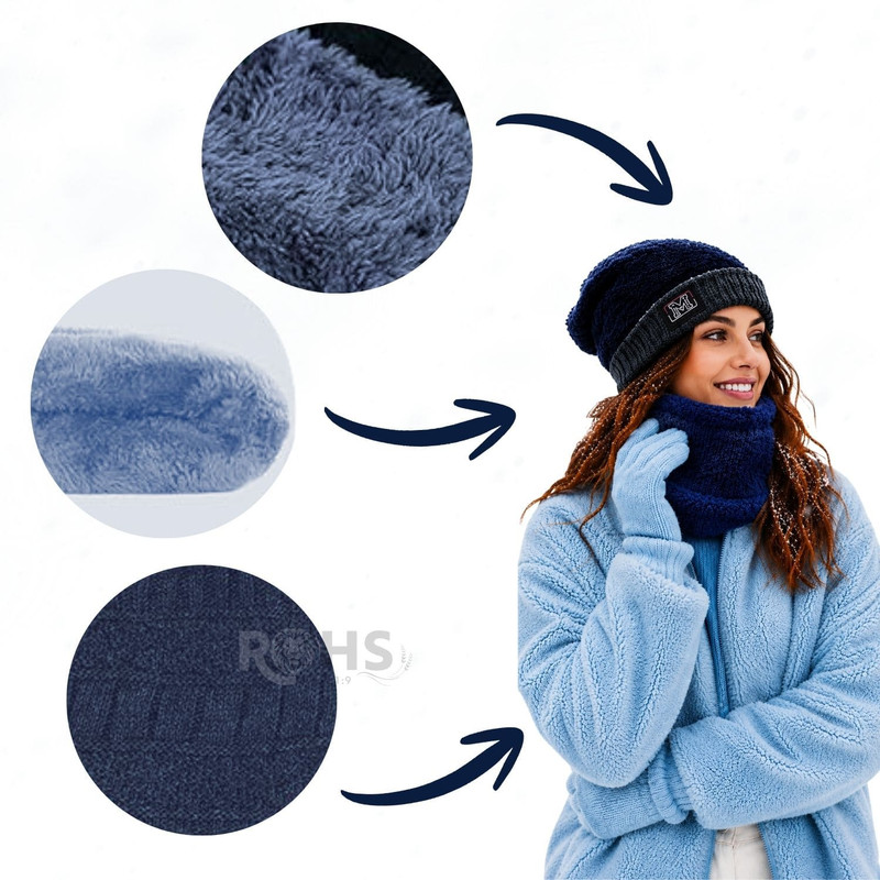 CUELLERA + GORRO AZUL DE TELA Y TEJIDO SUAVE - 7