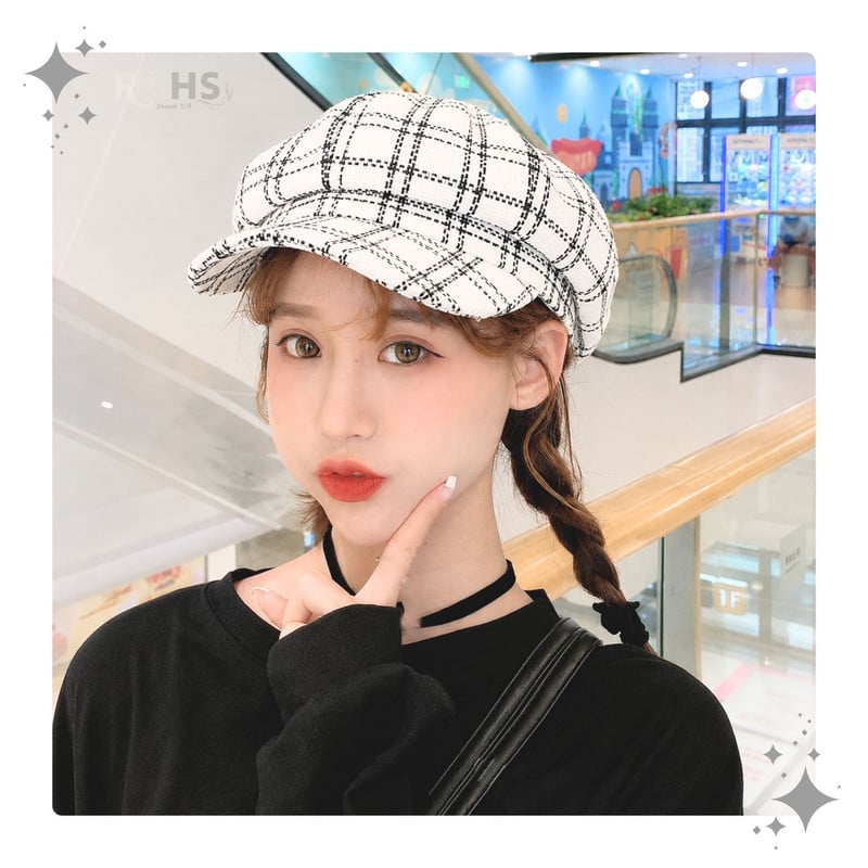 GORRA BLANCO CUADRILLÉ GRIS DE TELA SUAVE 25.5 X 20 CM - 3