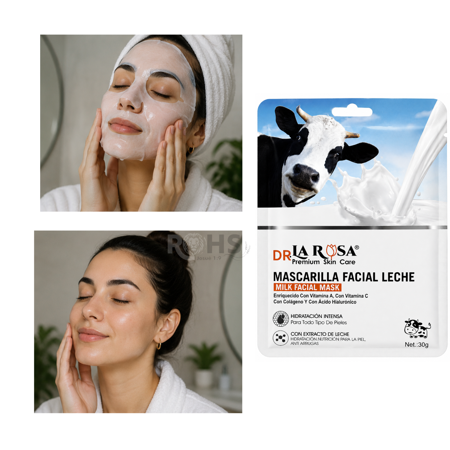 SET DE 10 MASCARILLAS FACIALES MILK FACIAL MASK DR LA ROSA - 4