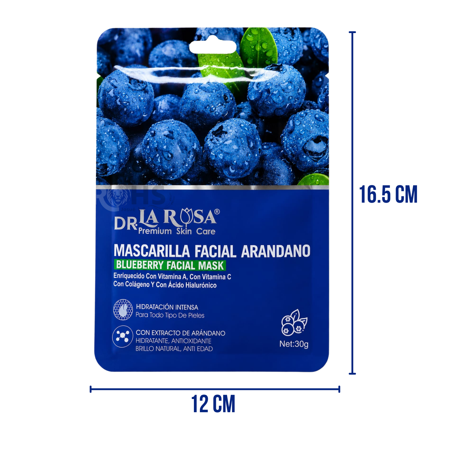 MASCARILLA FACIAL ARÁNDANO DR LA ROSA X10 CON ÁCIDO HIALURÓNICO - 3