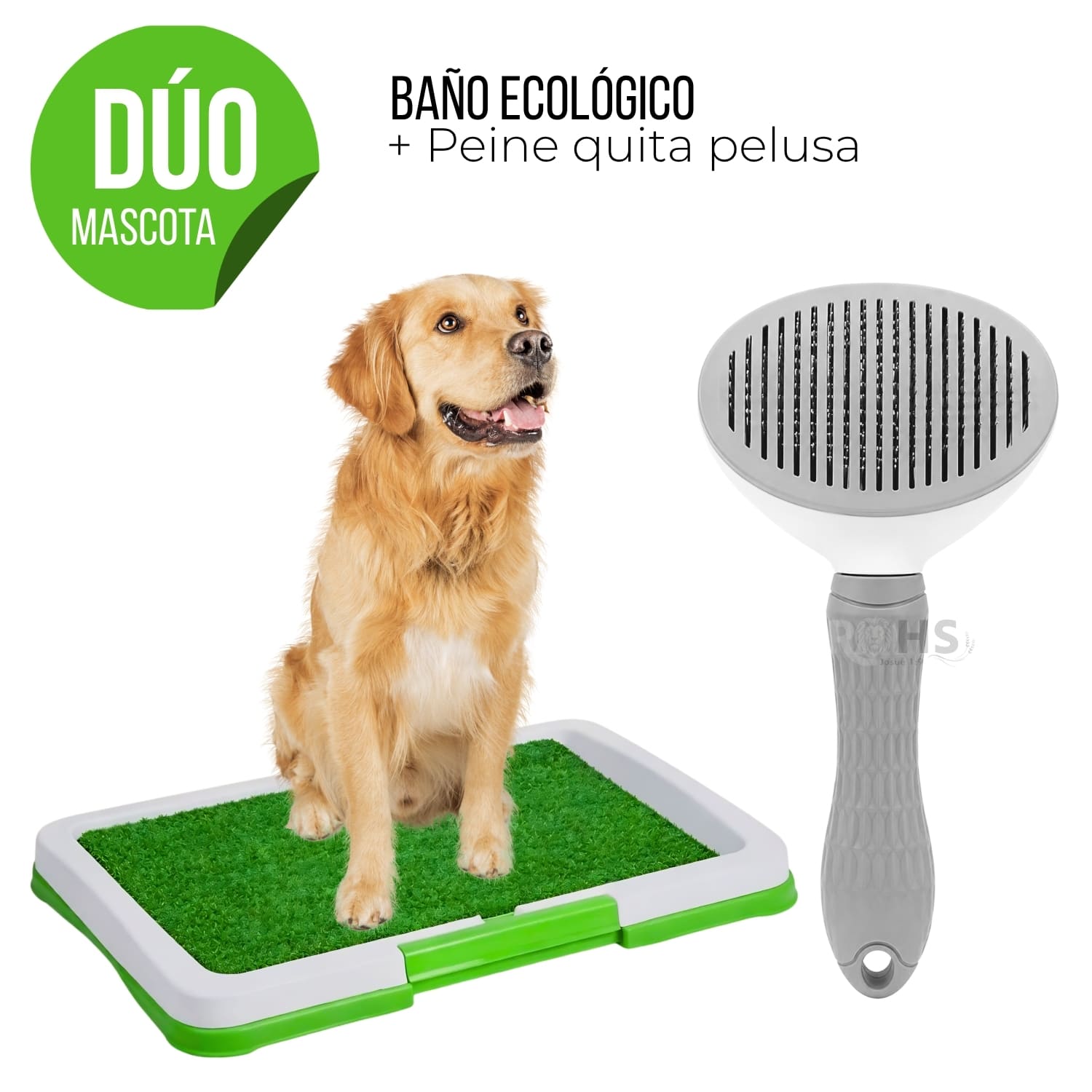 DÚO MASCOTA BAÑO ECOLÓGICO Y CEPILLO QUITA PELUSA GRIS PARA PERROS Y GATOS - 1