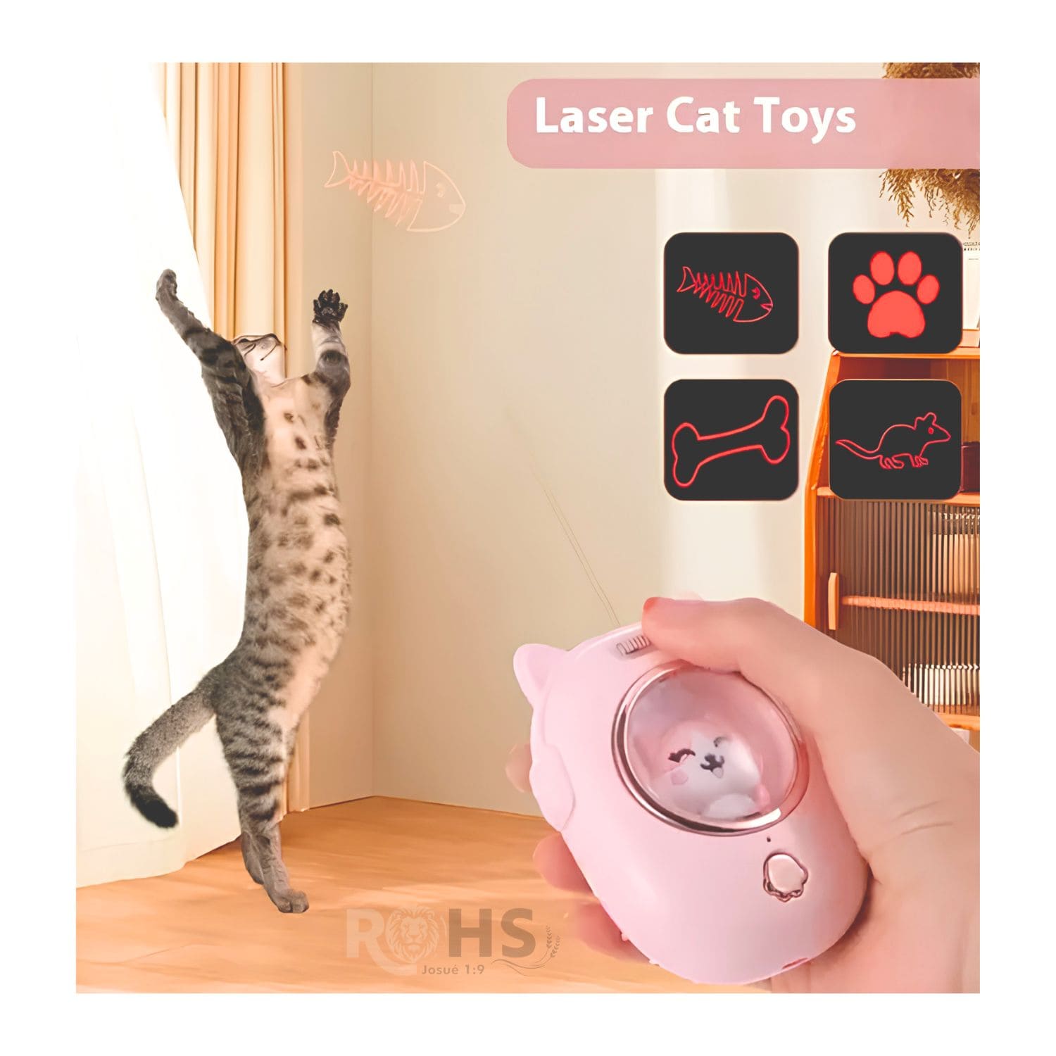 CEPILLO INTERACTIVO ROSADO PARA GATOS 2 EN 1 CON LÁSER DE JUEGO Y CEPILLADO - 6