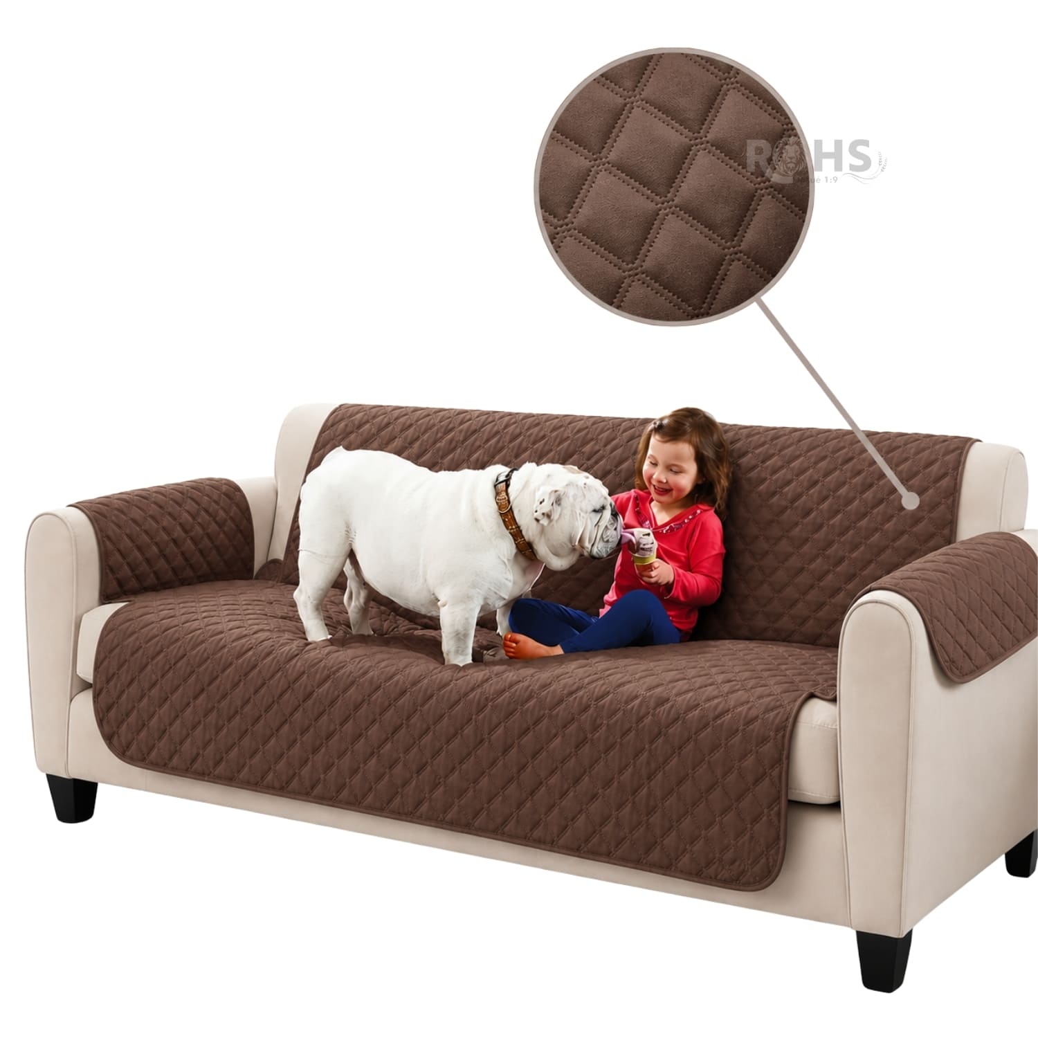 DÚO MASCOTA CON REMOVEDOR QUITA PELO REUTILIZABLE Y COBERTOR DE SOFÁ REVERSIBLE 256 X 156 CM - 2