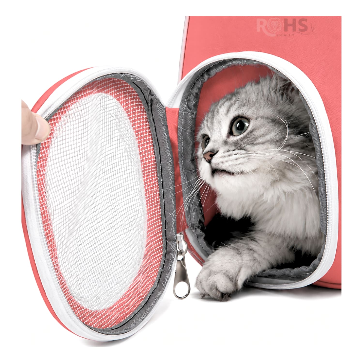 MOCHILA TRANSPORTADORA ROJO PARA MASCOTAS CON VENTANA TRANSPARENTE Y CORREAS AJUSTABLES - 2