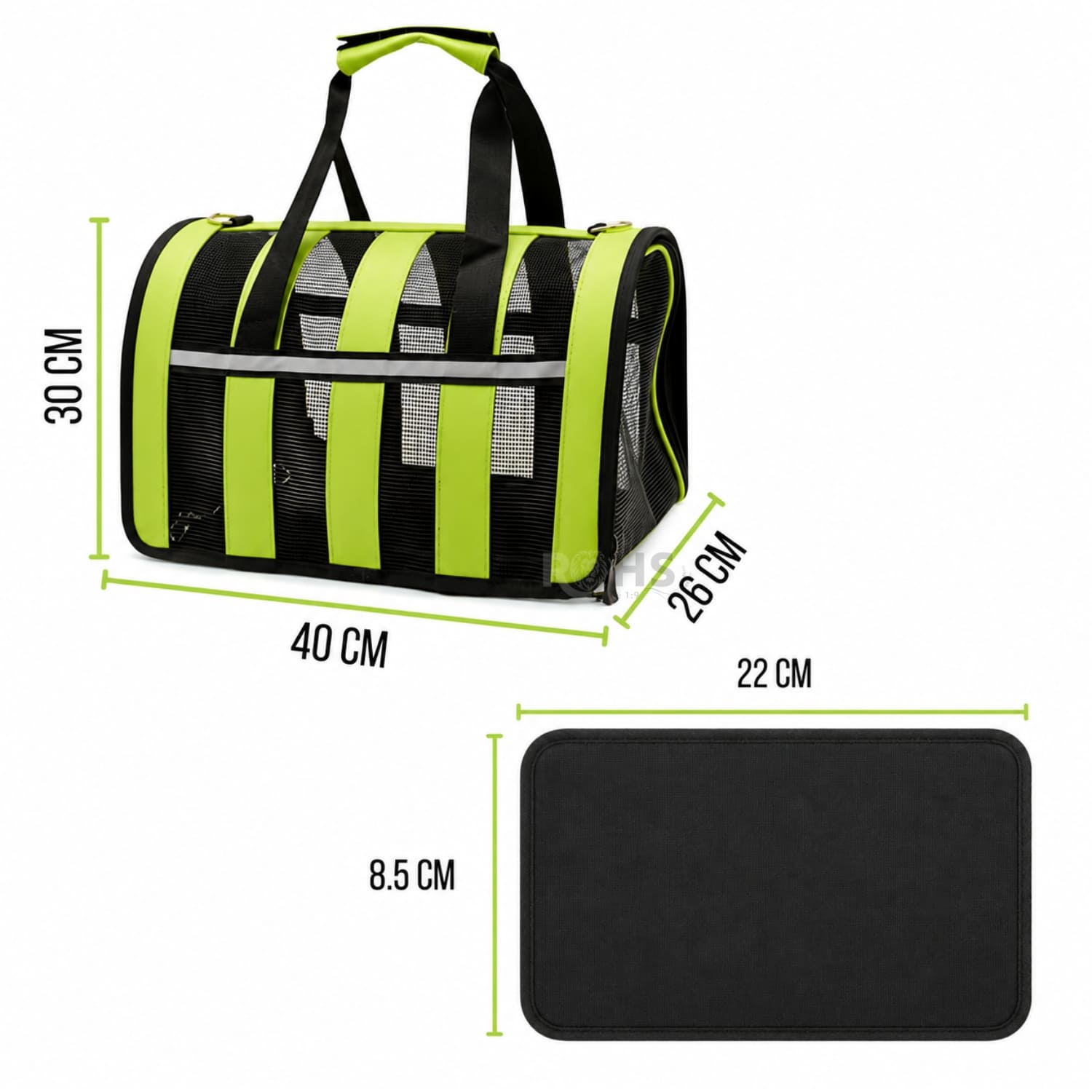 BOLSO TRANSPORTADOR PLEGABLE VERDE PARA PERROS Y GATOS CON MALLA TRANSPIRABLE - 3