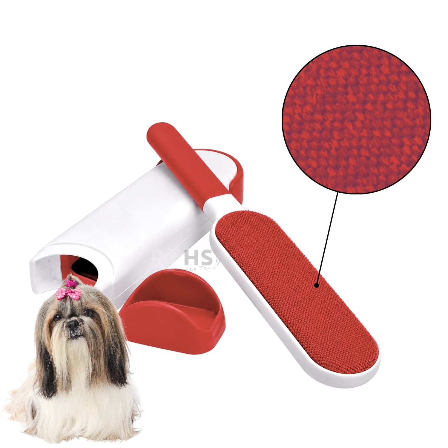 PEINE QUITA PELUSA ROJO REMOVEDOR DE PELOS PARA MASCOTAS Y MUEBLES 2 EN 1 REUTILIZABLE - 4