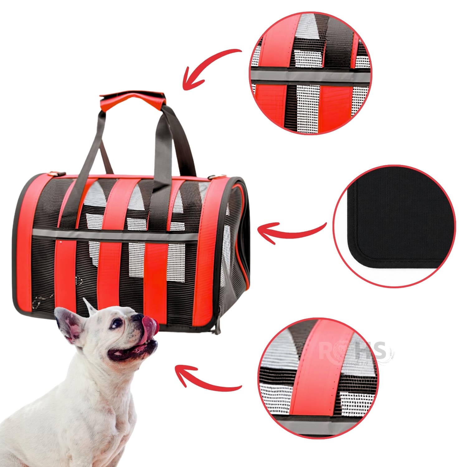 DÚO MASCOTA BOLSO PLEGABLE ROJO Y CEPILLO DOBLE PARA PERROS Y GATOS - 4