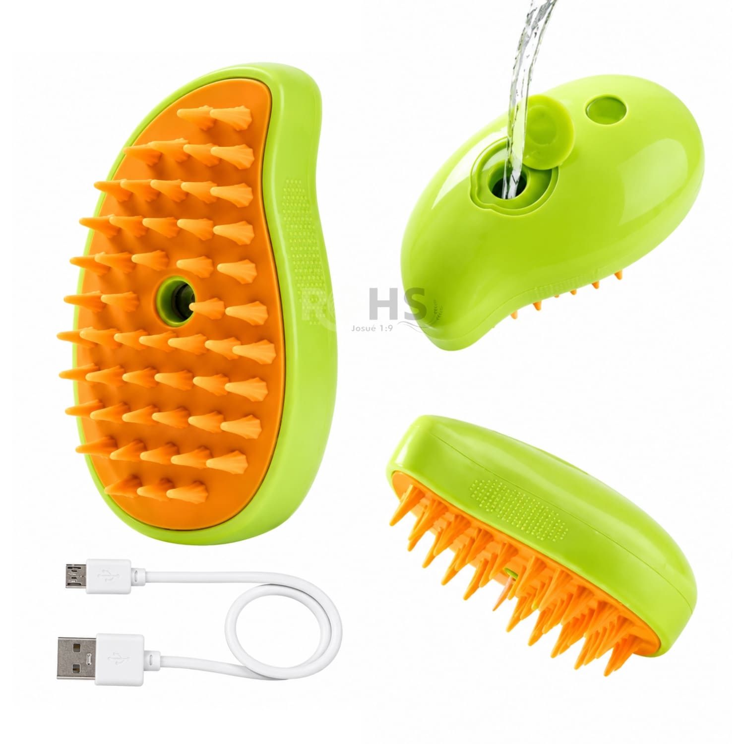 CEPILLO REMOVEDOR DE PELO VERDE CON VAPOR PARA PERROS Y GATOS RECARGABLE - 3