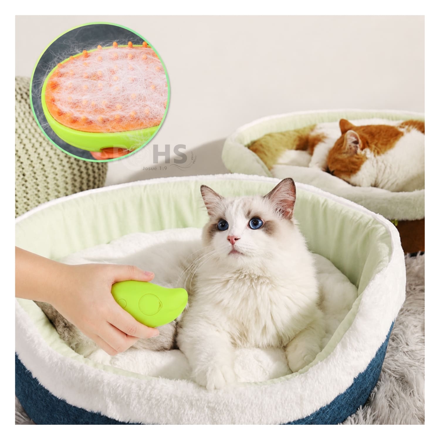 CEPILLO REMOVEDOR DE PELO VERDE CON VAPOR PARA PERROS Y GATOS RECARGABLE - 7
