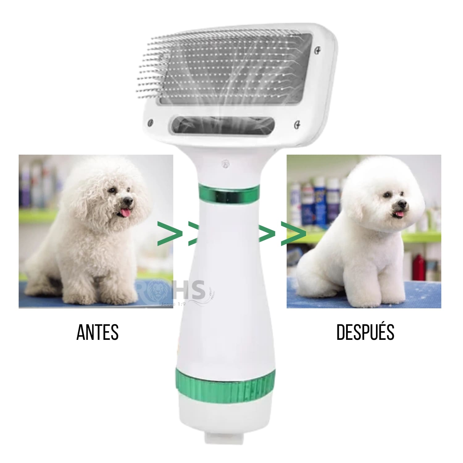 DÚO CEPILLO SECADOR ELÉCTRICO Y CEPILLO VAPORIZADOR PARA MASCOTAS - 7