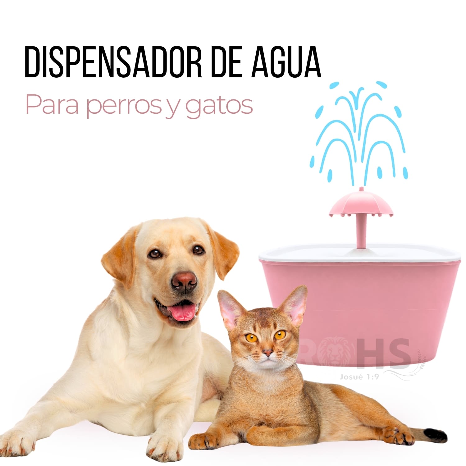 BEBEDERO DISPENSADOR DE AGUA PARA PERROS Y GATOS COLOR ROSA - 1