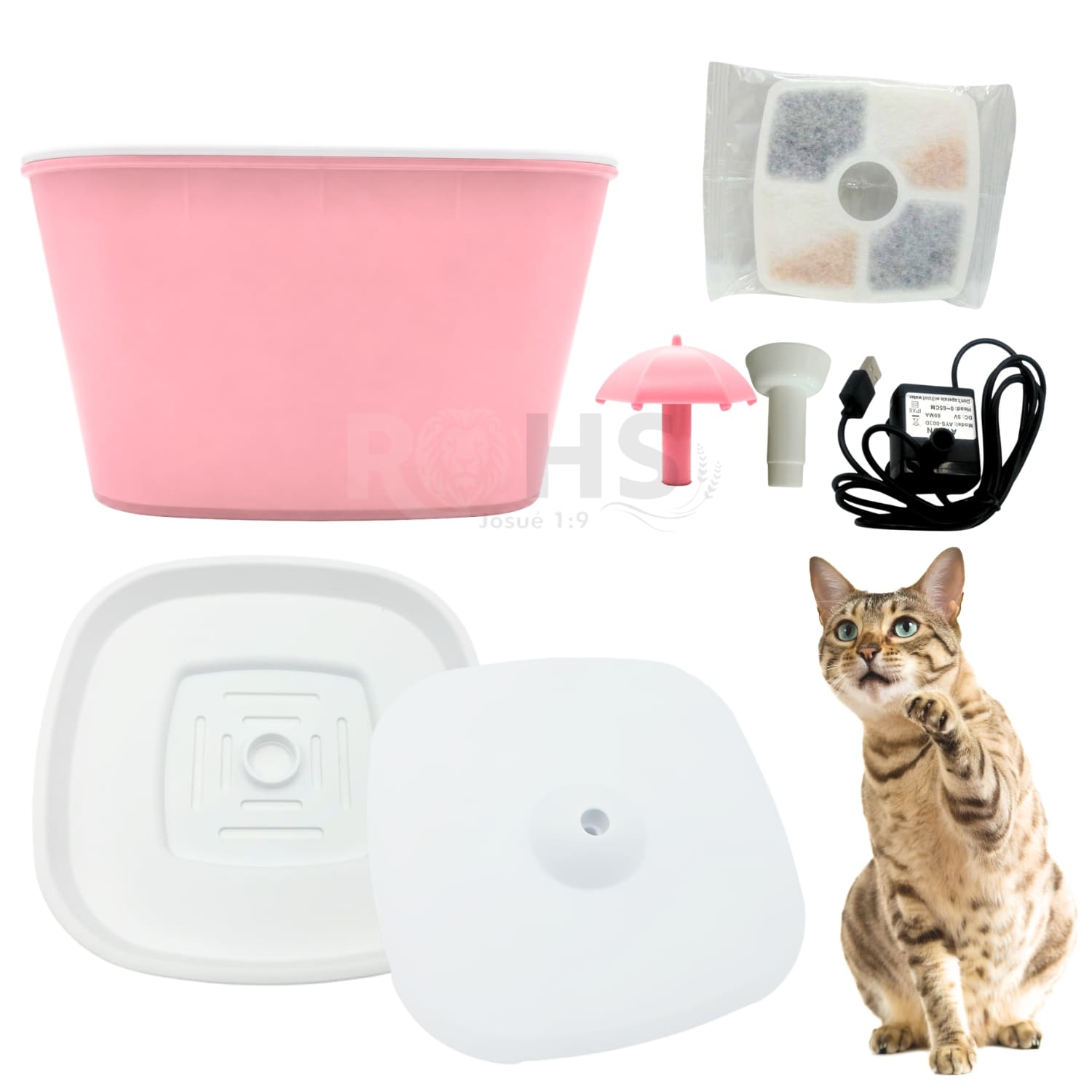 BEBEDERO DISPENSADOR DE AGUA PARA PERROS Y GATOS COLOR ROSA - 3