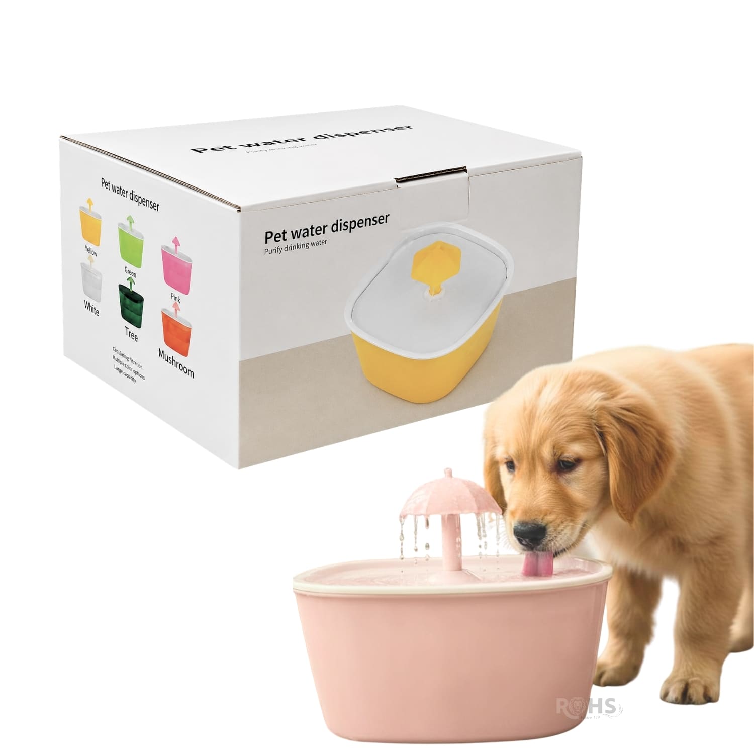 BEBEDERO DISPENSADOR DE AGUA PARA PERROS Y GATOS COLOR ROSA - 6