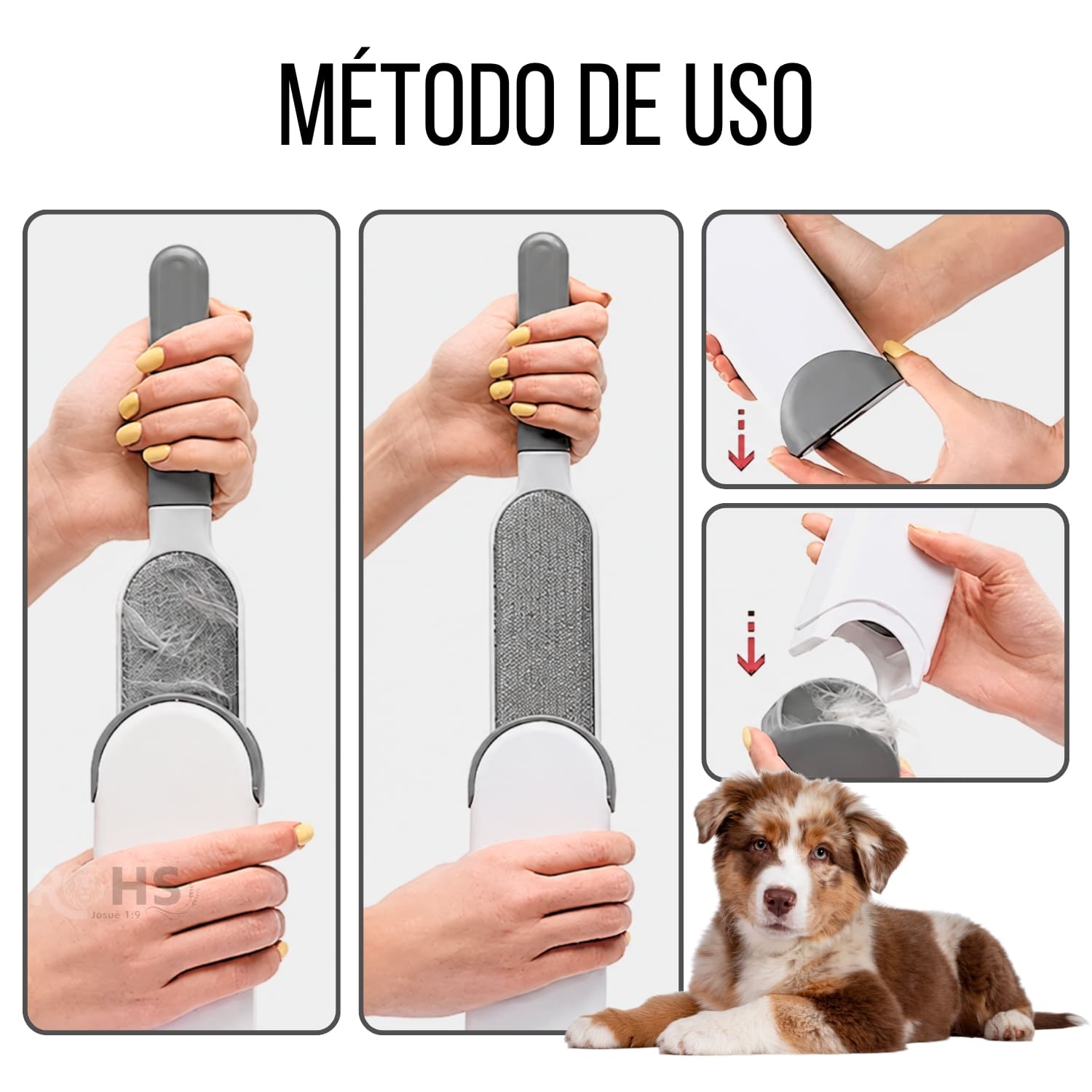 PEINE QUITA PELUSA GRIS REMOVEDOR DE PELOS PARA MASCOTAS Y MUEBLES 2 EN 1 REUTILIZABLE - 3