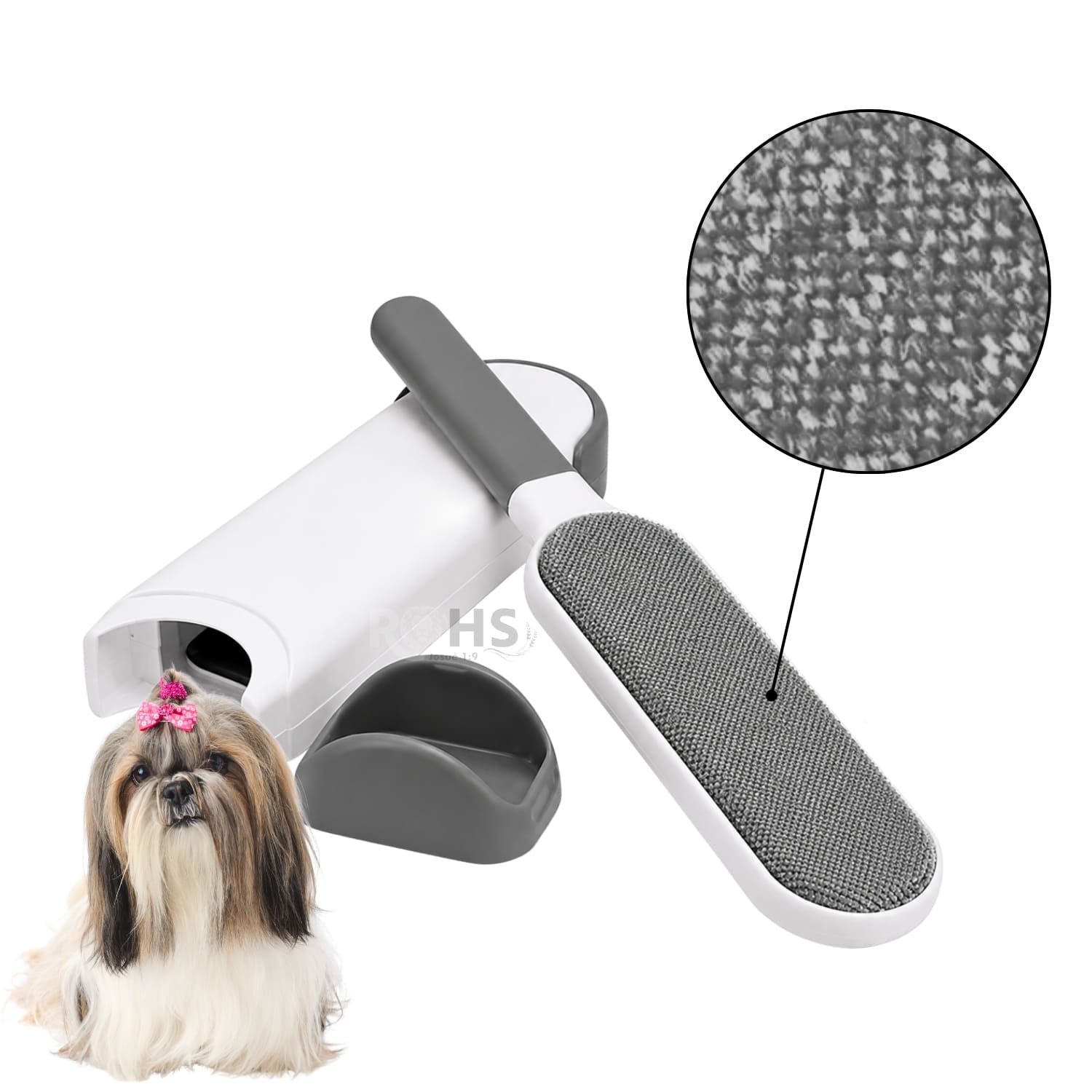 PEINE QUITA PELUSA GRIS REMOVEDOR DE PELOS PARA MASCOTAS Y MUEBLES 2 EN 1 REUTILIZABLE - 4