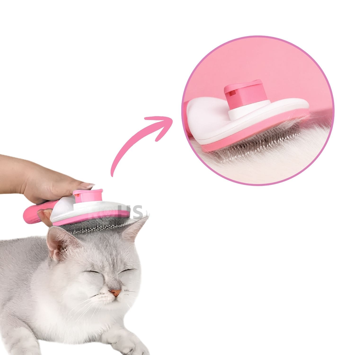 CEPILLO REMOVEDOR DE PELO ROSADO PARA PERROS Y GATOS CON BOTÓN DE LIMPIEZA - 5