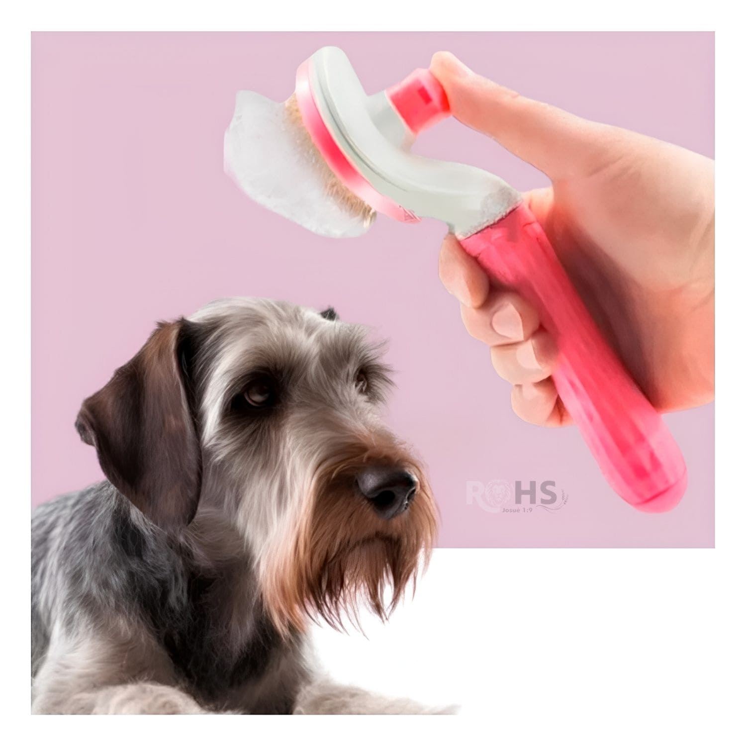 CEPILLO REMOVEDOR DE PELO ROSADO PARA PERROS Y GATOS CON BOTÓN DE LIMPIEZA - 6