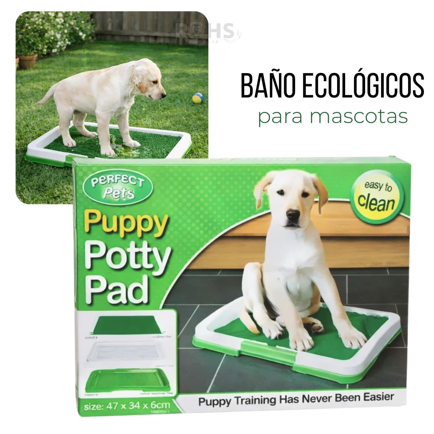 BAÑO ECOLÓGICO PARA PERROS CON CÉSPED SANITARIO REUTILIZABLE Y BANDEJA ANTIDERRAME - 1