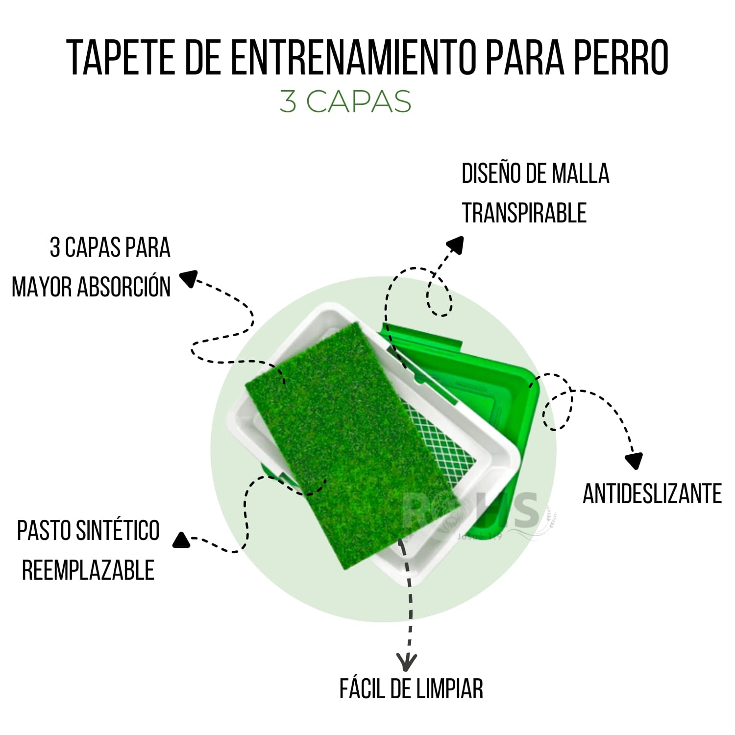 BAÑO ECOLÓGICO PARA PERROS CON CÉSPED SANITARIO REUTILIZABLE Y BANDEJA ANTIDERRAME - 7