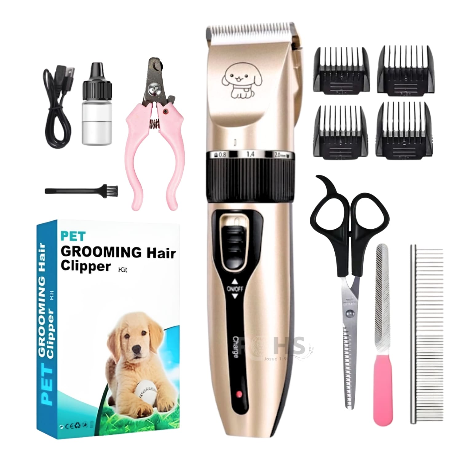 KIT DE PELUQUERÍA MÁQUINA CORTADORA DE PELO RECARGABLE PARA PERROS Y GATOS - 1
