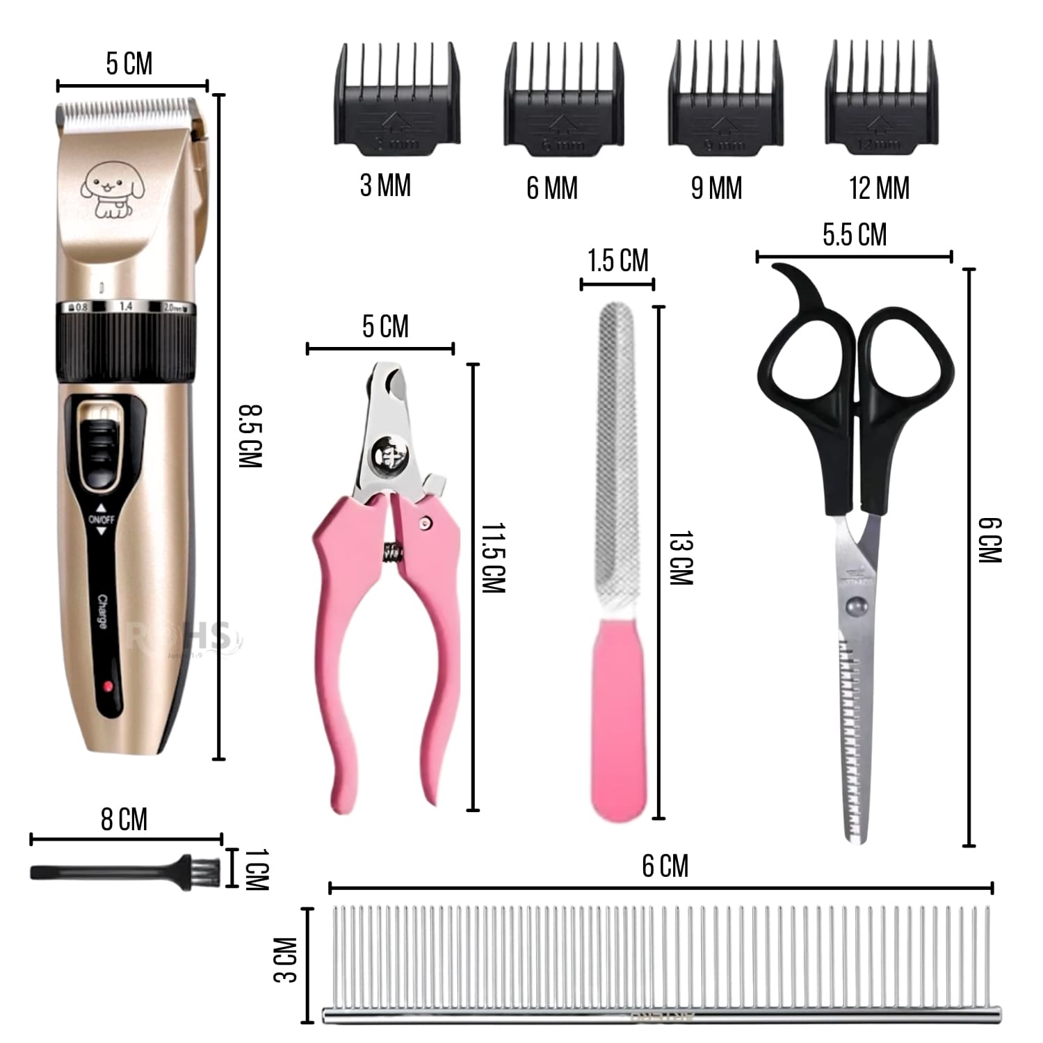 KIT DE PELUQUERÍA MÁQUINA CORTADORA DE PELO RECARGABLE PARA PERROS Y GATOS - 2