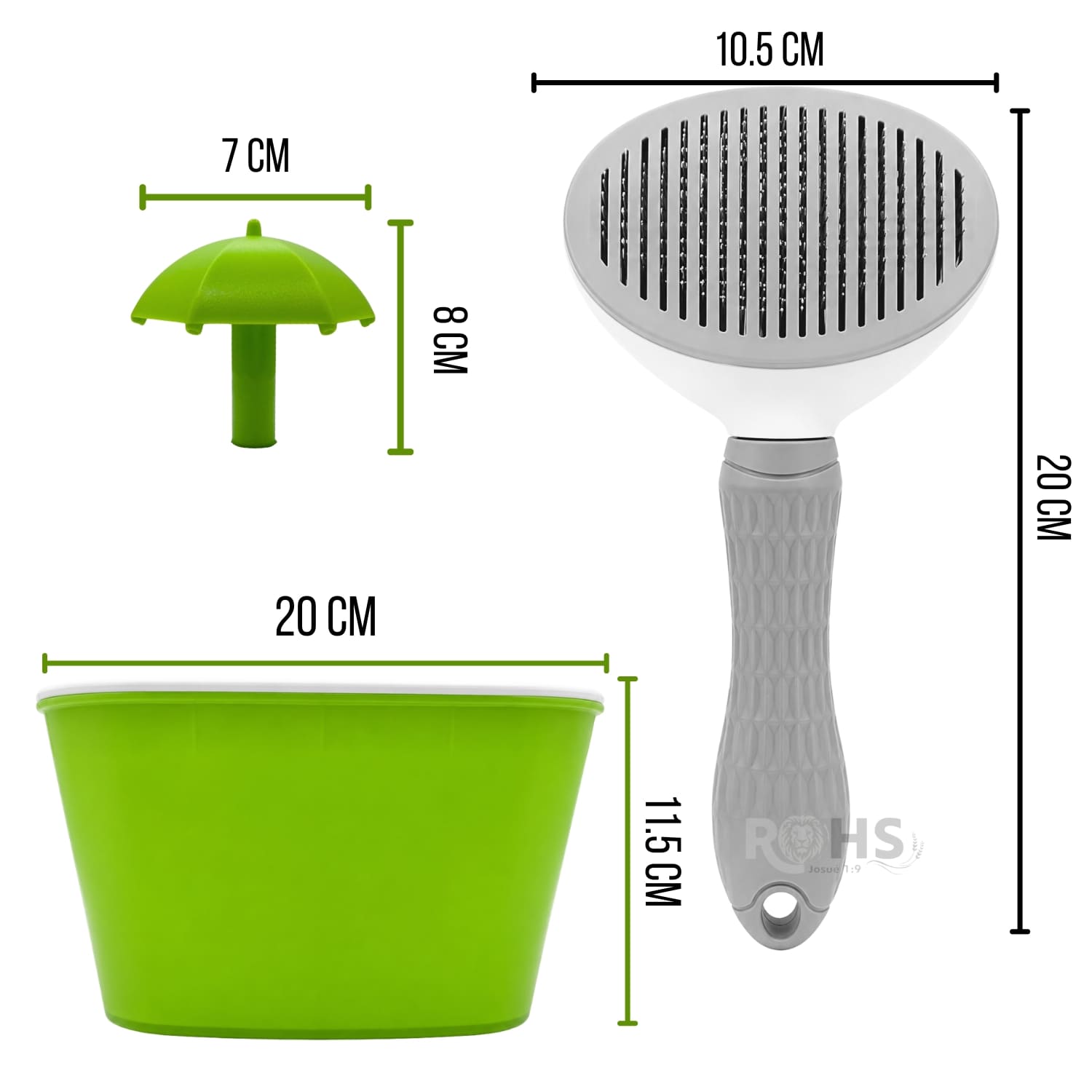 DÚO MASCOTA DISPENSADOR DE AGUA VERDE Y CEPILLO QUITA PELUSA PARA PERROS Y GATOS - 4
