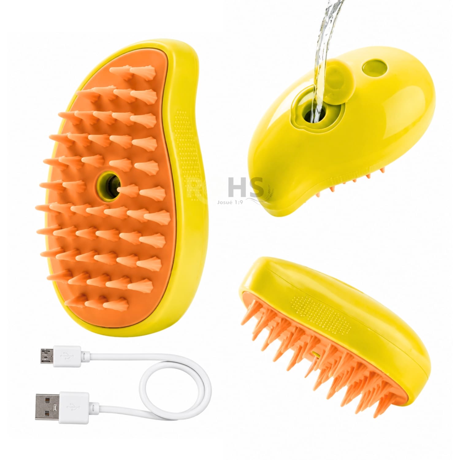 CEPILLO REMOVEDOR DE PELO AMARILLO CON VAPOR PARA PERROS Y GATOS RECARGABLE - 3