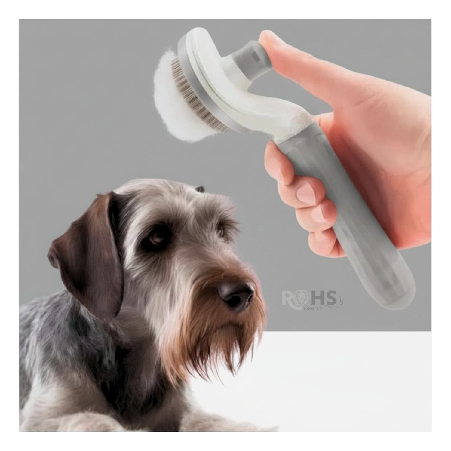 CEPILLO REMOVEDOR DE PELO GRIS PARA PERROS Y GATOS CON BOTÓN DE LIMPIEZA - 6