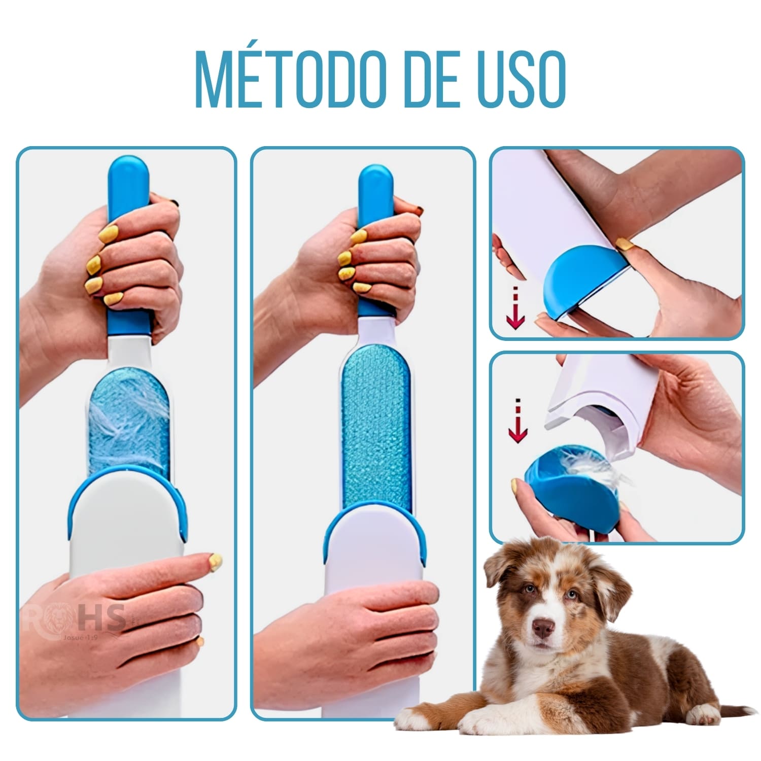 PEINE QUITA PELUSA AZUL REMOVEDOR DE PELOS PARA MASCOTAS Y MUEBLES 2 EN 1 REUTILIZABLE - 3