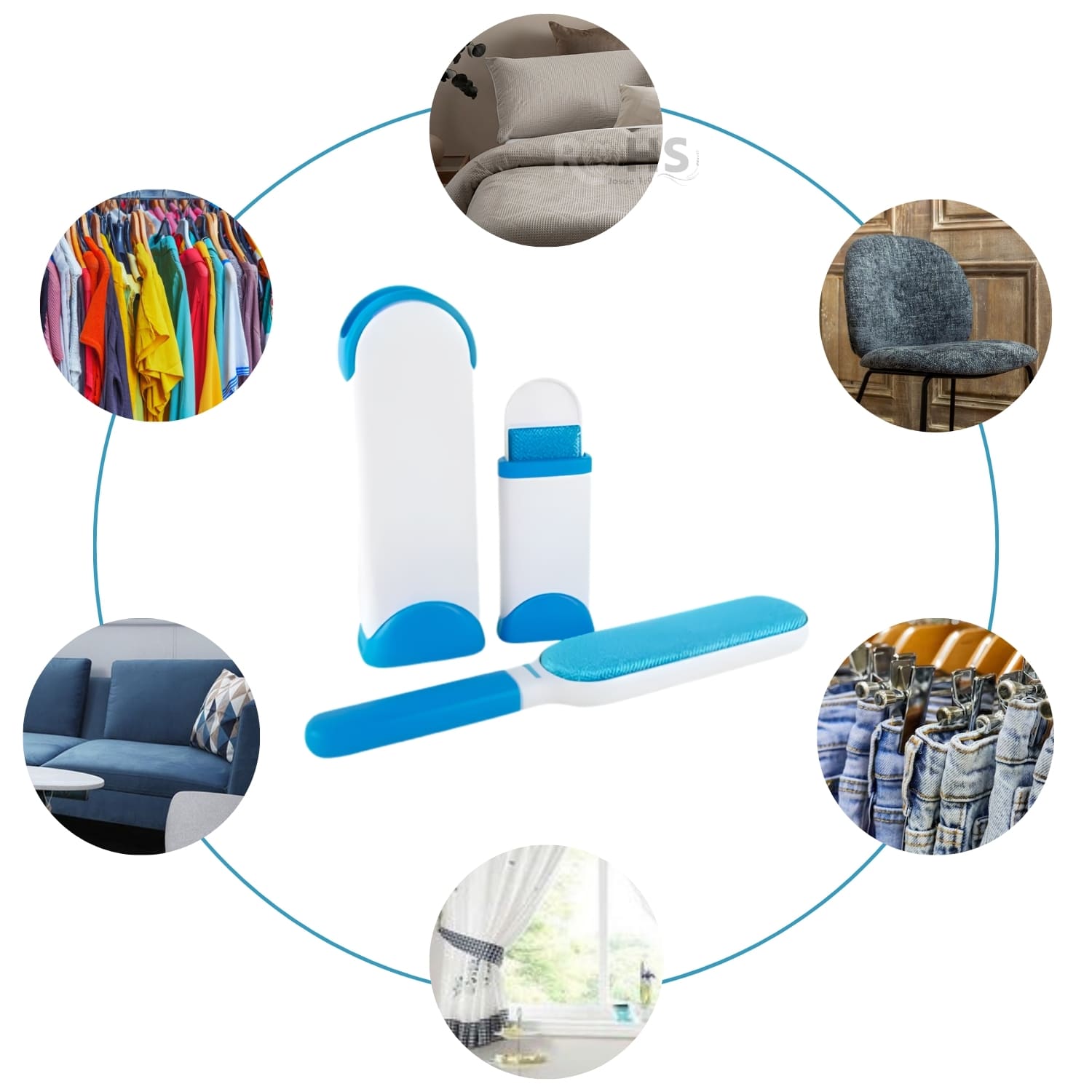PEINE QUITA PELUSA AZUL REMOVEDOR DE PELOS PARA MASCOTAS Y MUEBLES 2 EN 1 REUTILIZABLE - 6