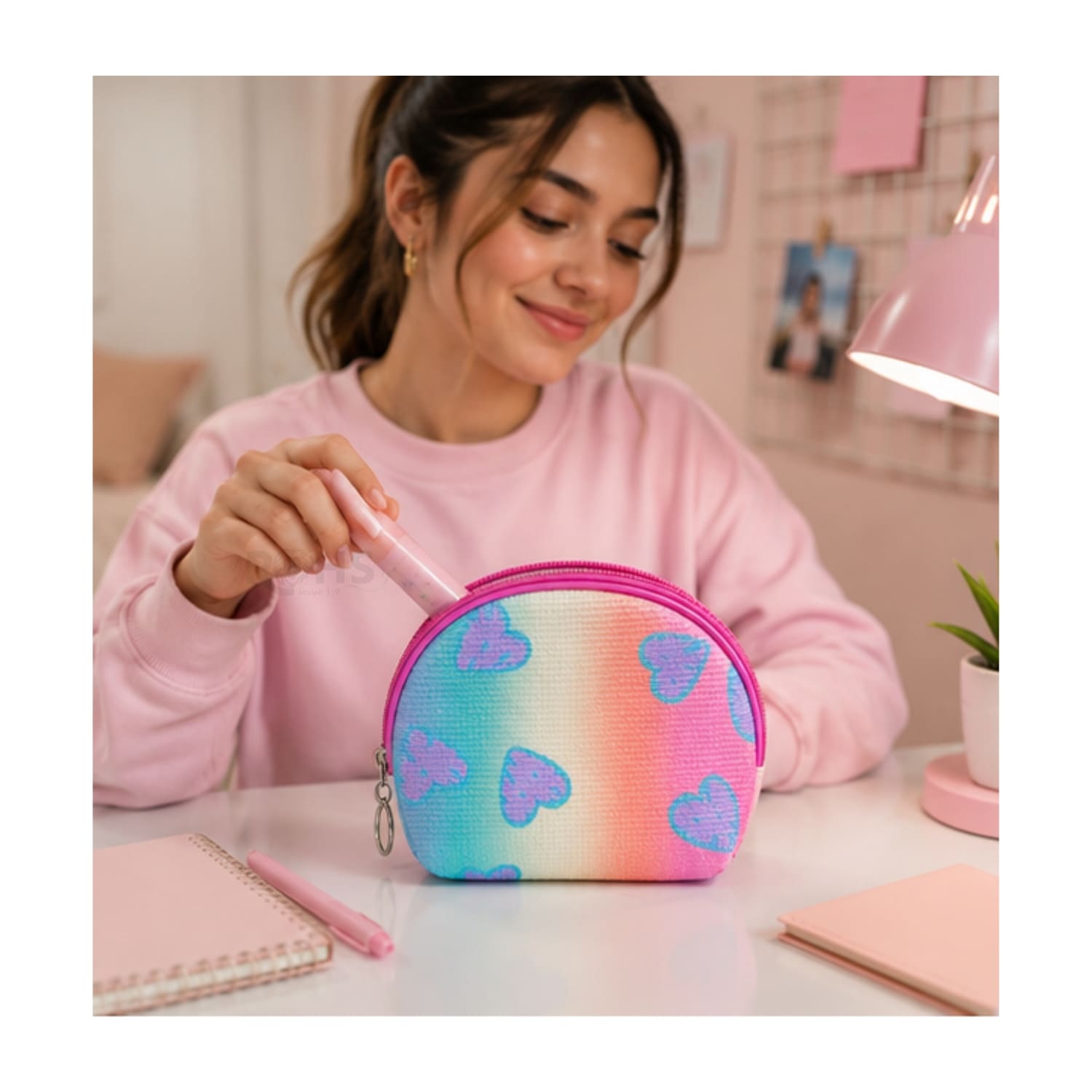 SET ORGANIZADOR 3 PCS FUCSIA HOLOGRÁFICO Y TRANSPARENTE - 6