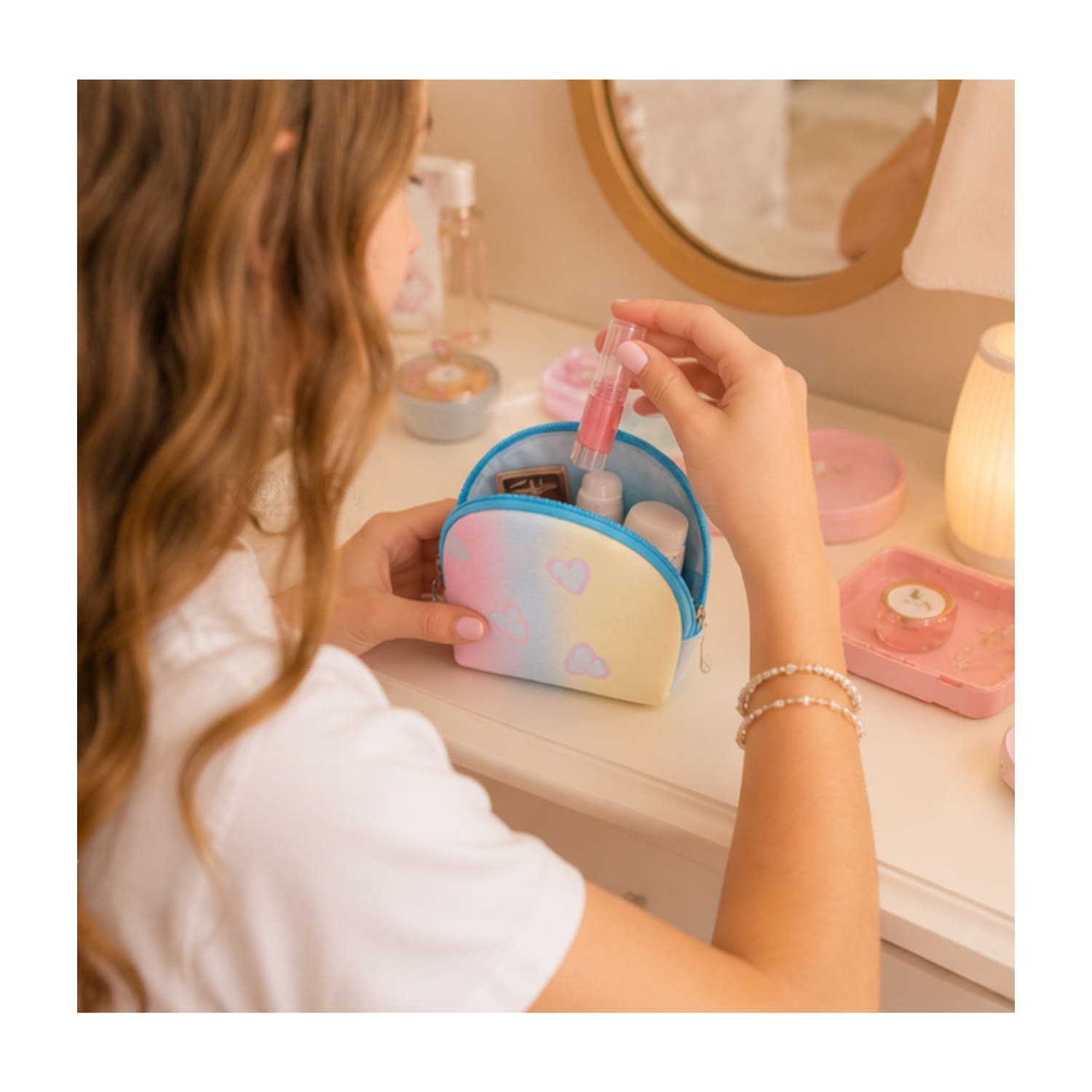 SET ORGANIZADOR 3 PCS CELESTE HOLOGRÁFICO Y TRANSPARENTE - 6