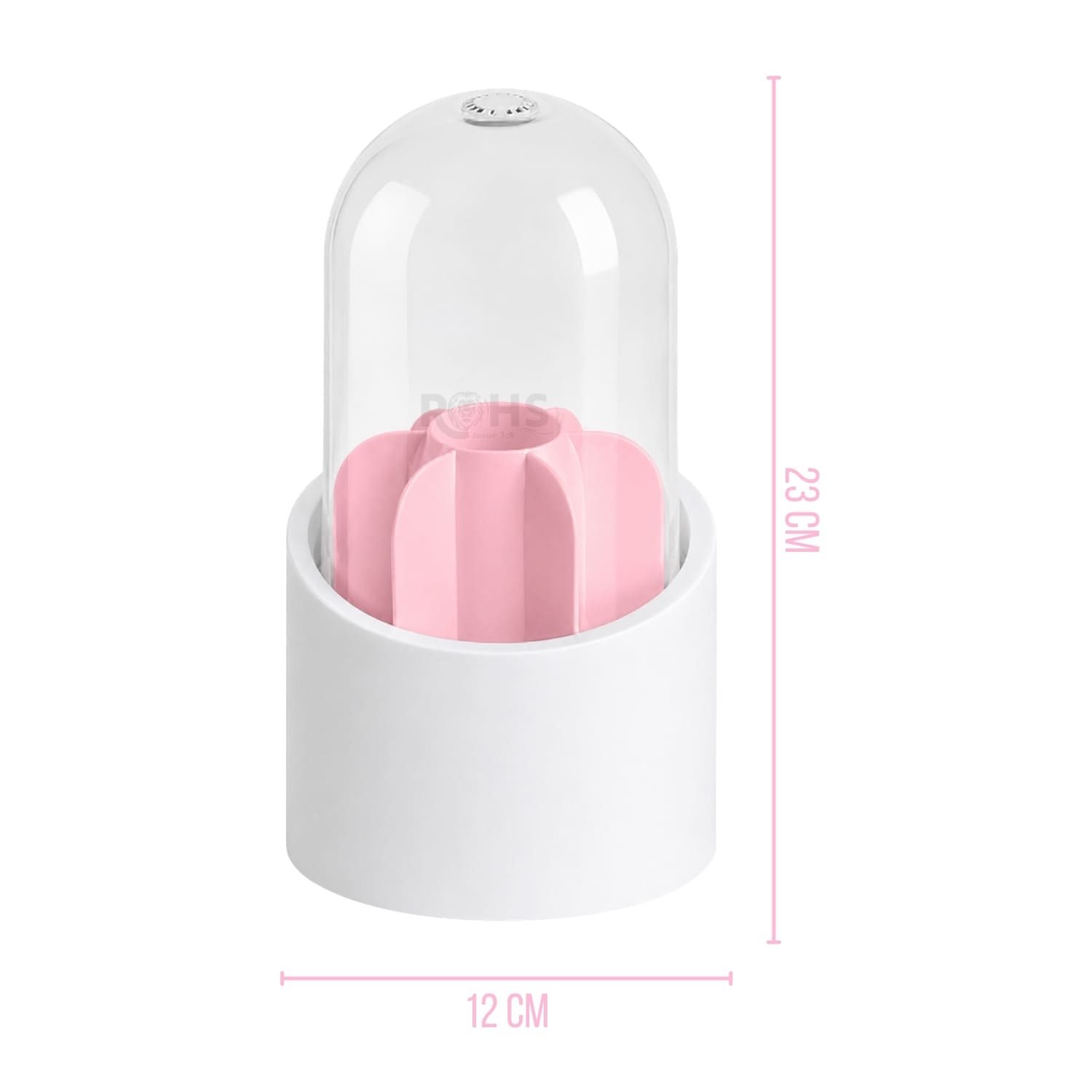 ORGANIZADOR GIRATORIO DE MAQUILLAJE ROSA CON TAPA TRANSPARENTE - 2
