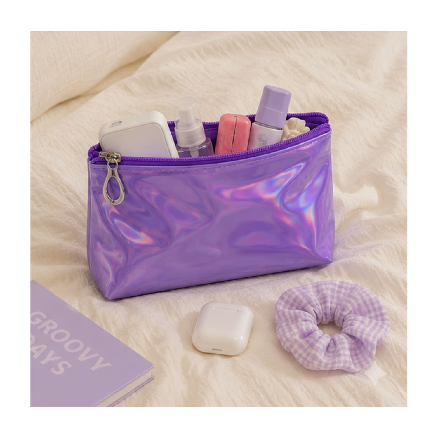 SET ORGANIZADOR 3 PCS MORADO HOLOGRÁFICO Y TRANSPARENTE - 4