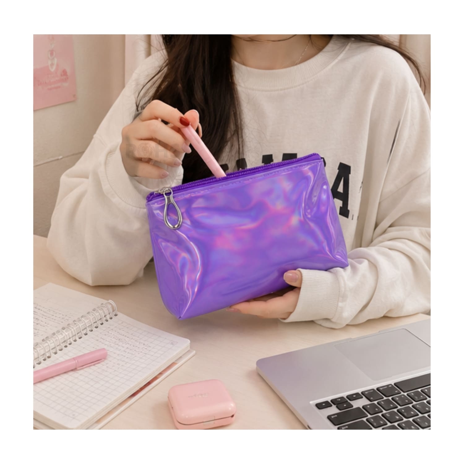 SET ORGANIZADOR 3 PCS MORADO HOLOGRÁFICO Y TRANSPARENTE - 7