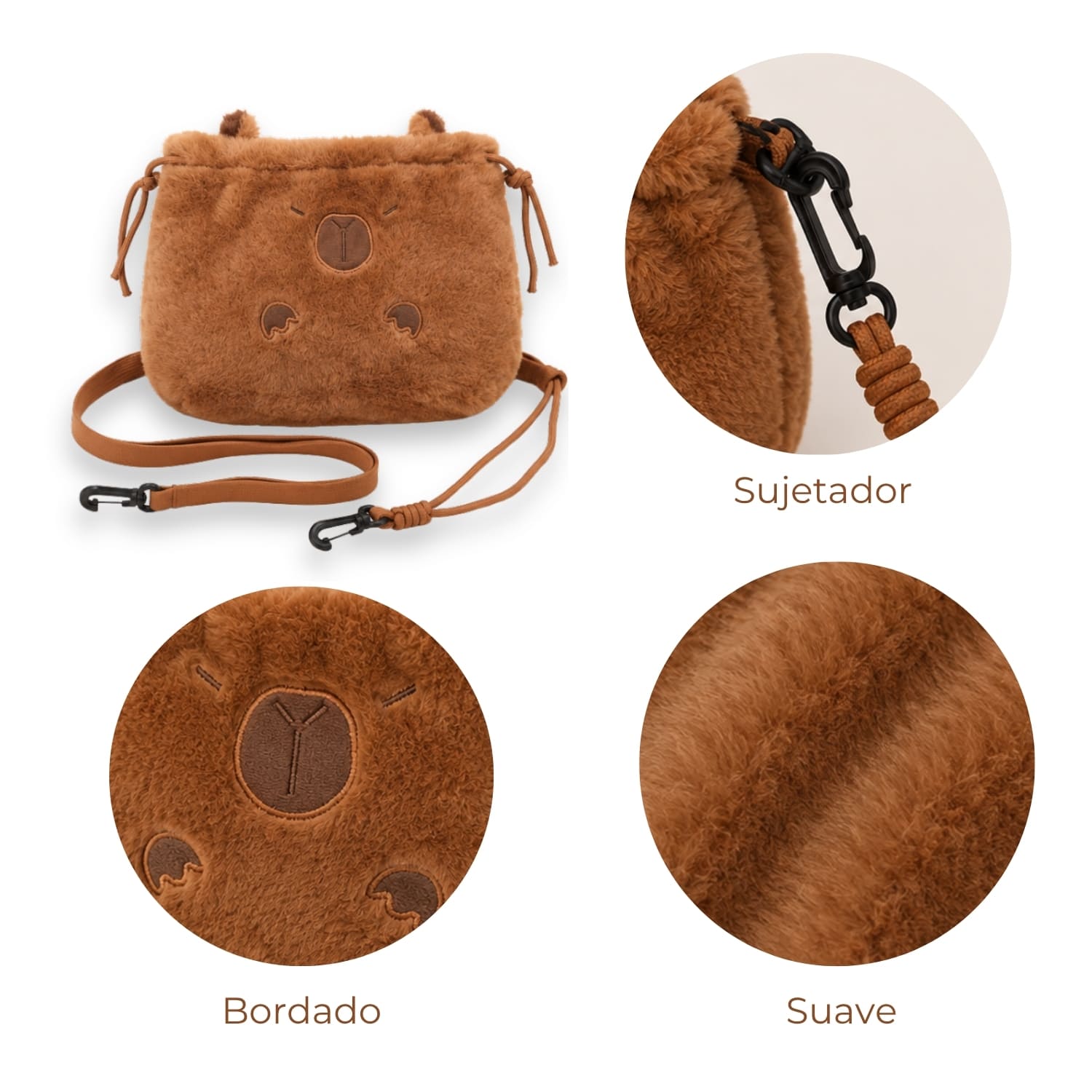 KIT BOLSA CAPIBARA Y SET FACIAL CON RODILLO ESPONJA Y CEPILLO DE SILICONA - 3