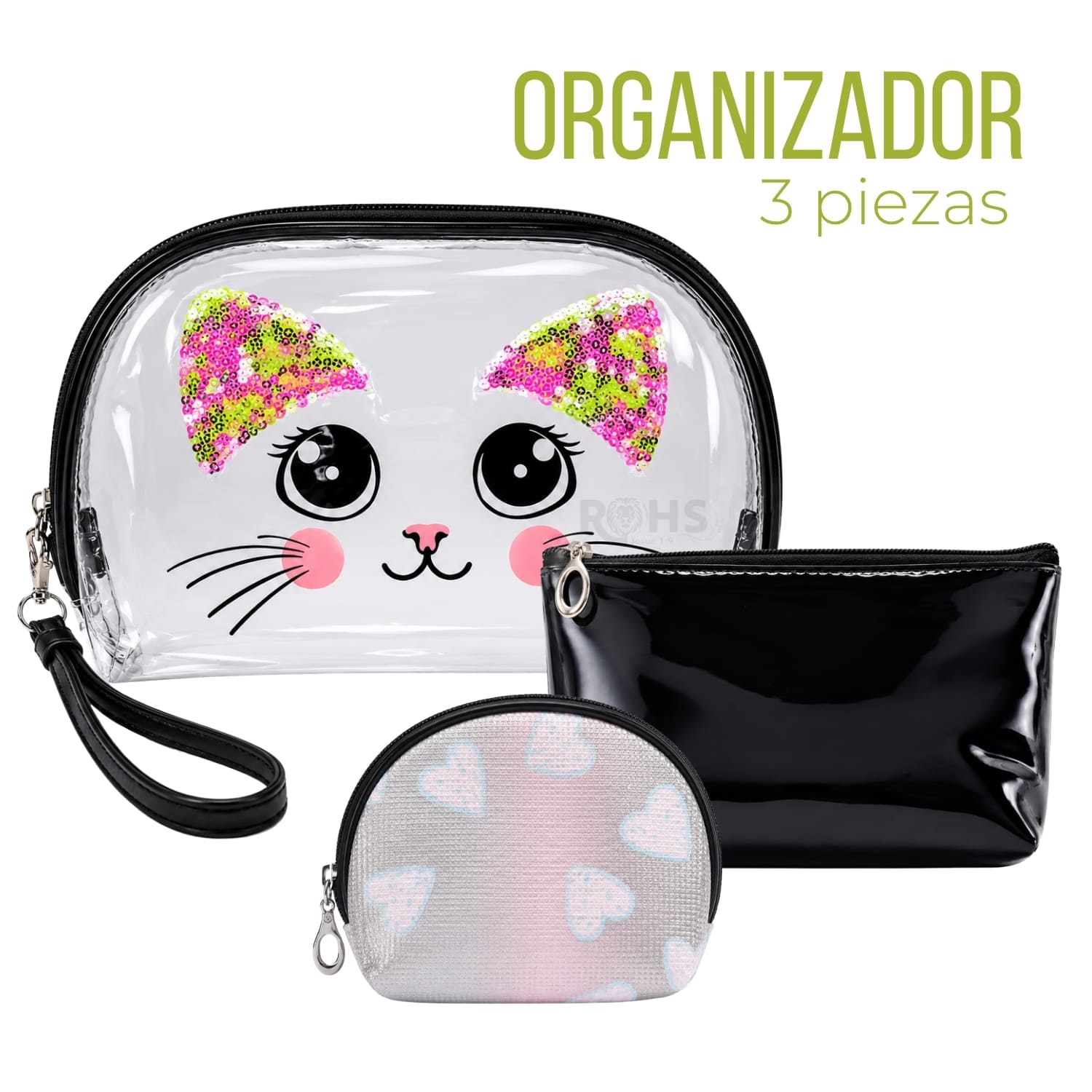 SET ORGANIZADOR 3 PCS NEGRO Y TRANSPARENTE - 1