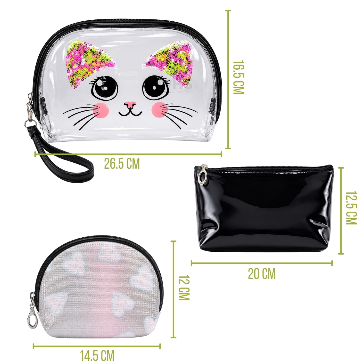 SET ORGANIZADOR 3 PCS NEGRO Y TRANSPARENTE - 2