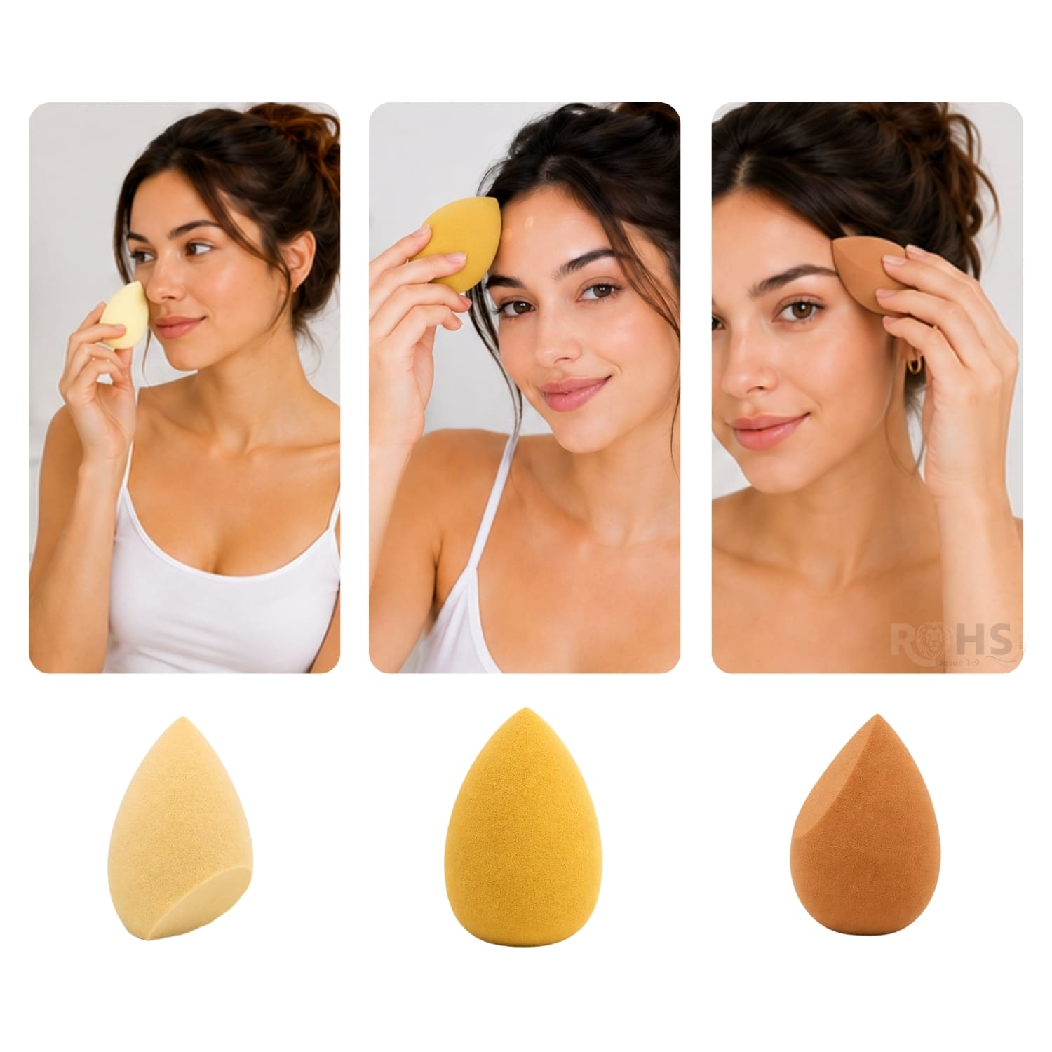 SET DE MAQUILLAJE Y SKINCARE AMARILLO CON MUÑEQUERAS FLUFFY Y ESPONJAS BEAUTY BLENDER - 4