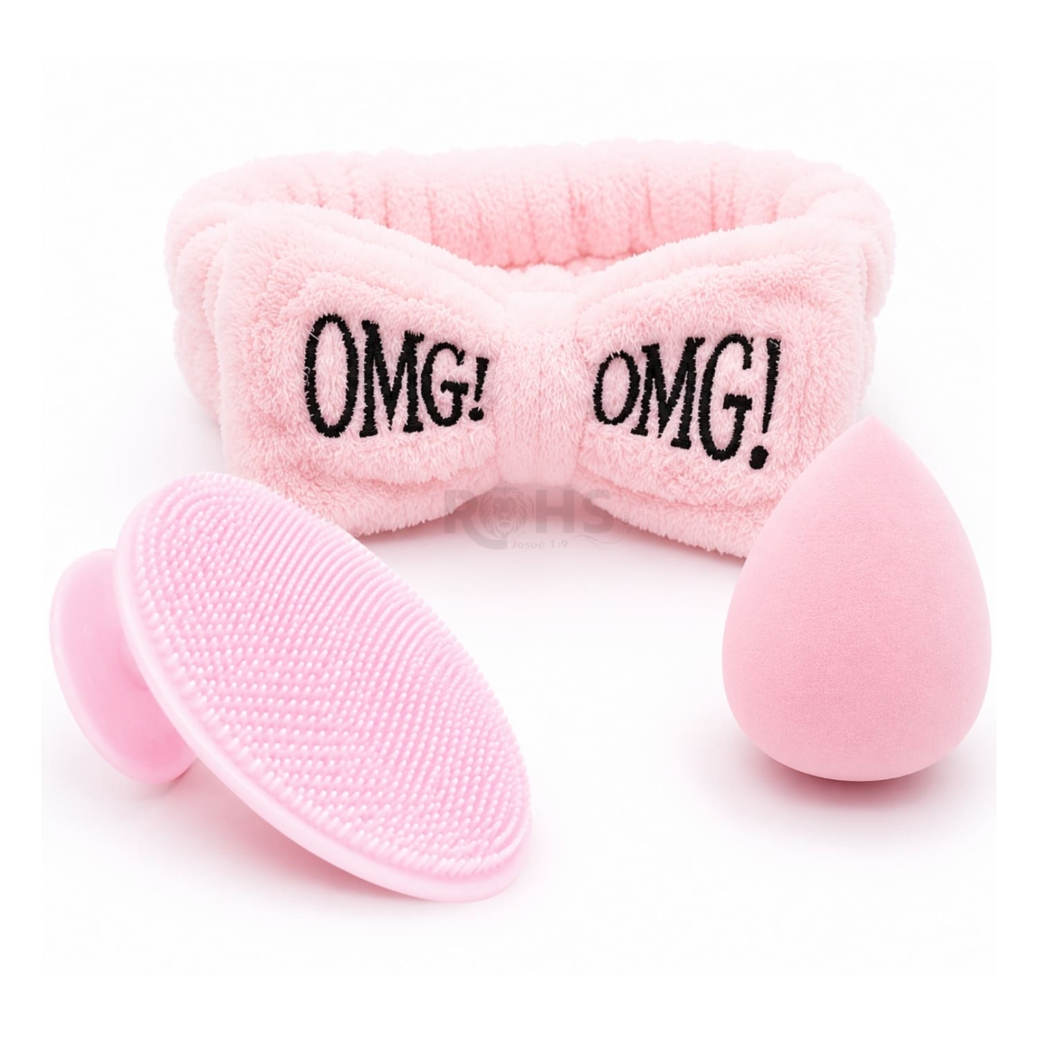 SET DE SKINCARE ROSA SUAVE CON VINCHA FLUFFY ESPONJA Y CEPILLO DE SILICONA - 6