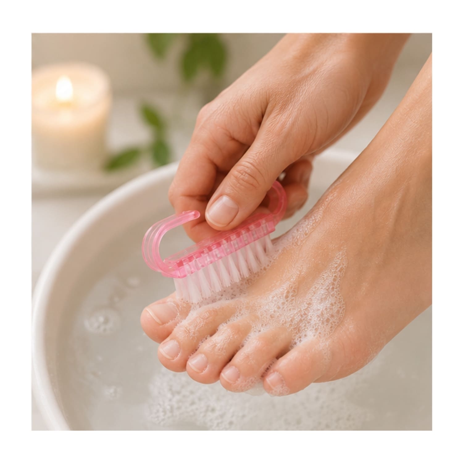 KIT PEDICURA ROSA CON CEPILLO DE LIMPIEZA Y ESPEJO DE MANO ROSE GOLD - 6