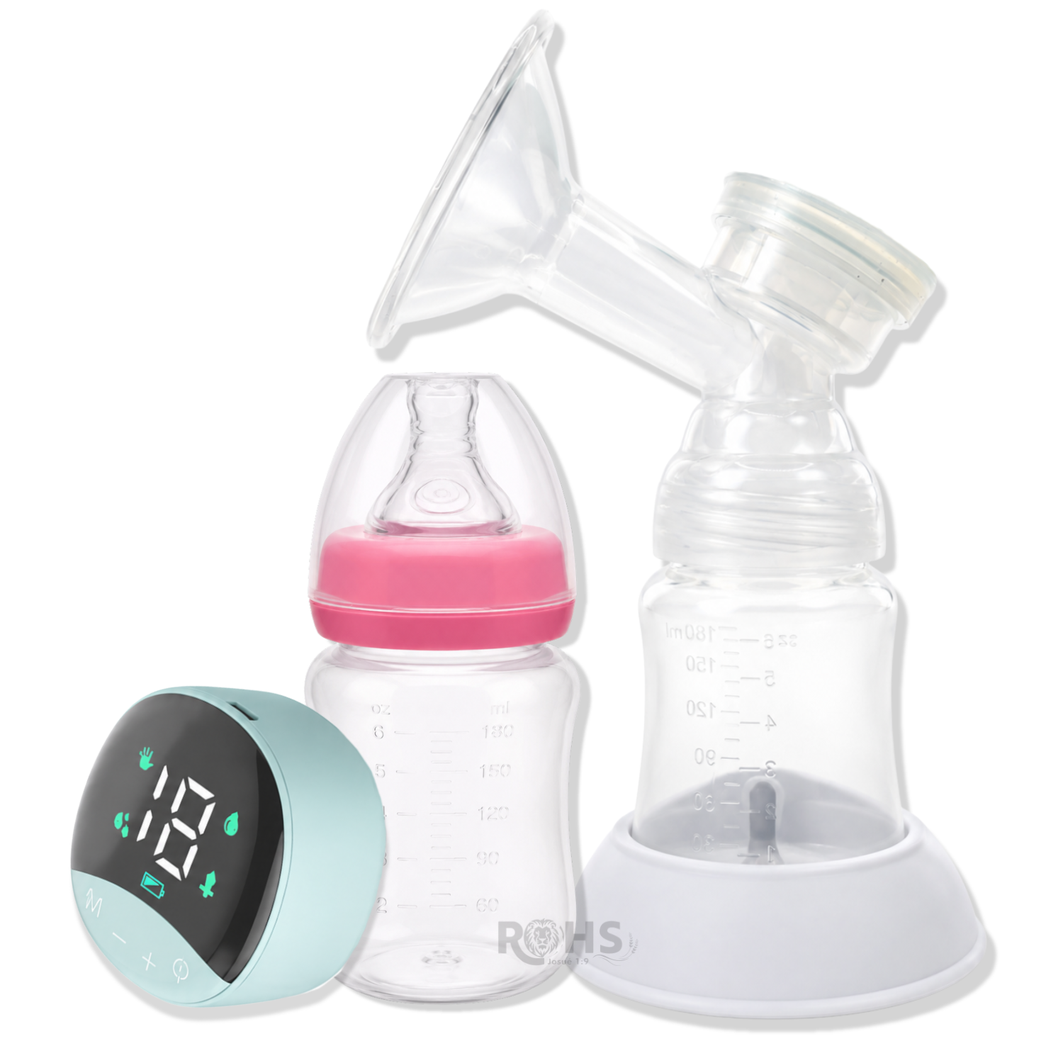EXTRACTOR DE LECHE ELÉCTRICO RECARGABLE CON PANTALLA LED 4 MODOS Y BIBERÓN 180 ML - 4