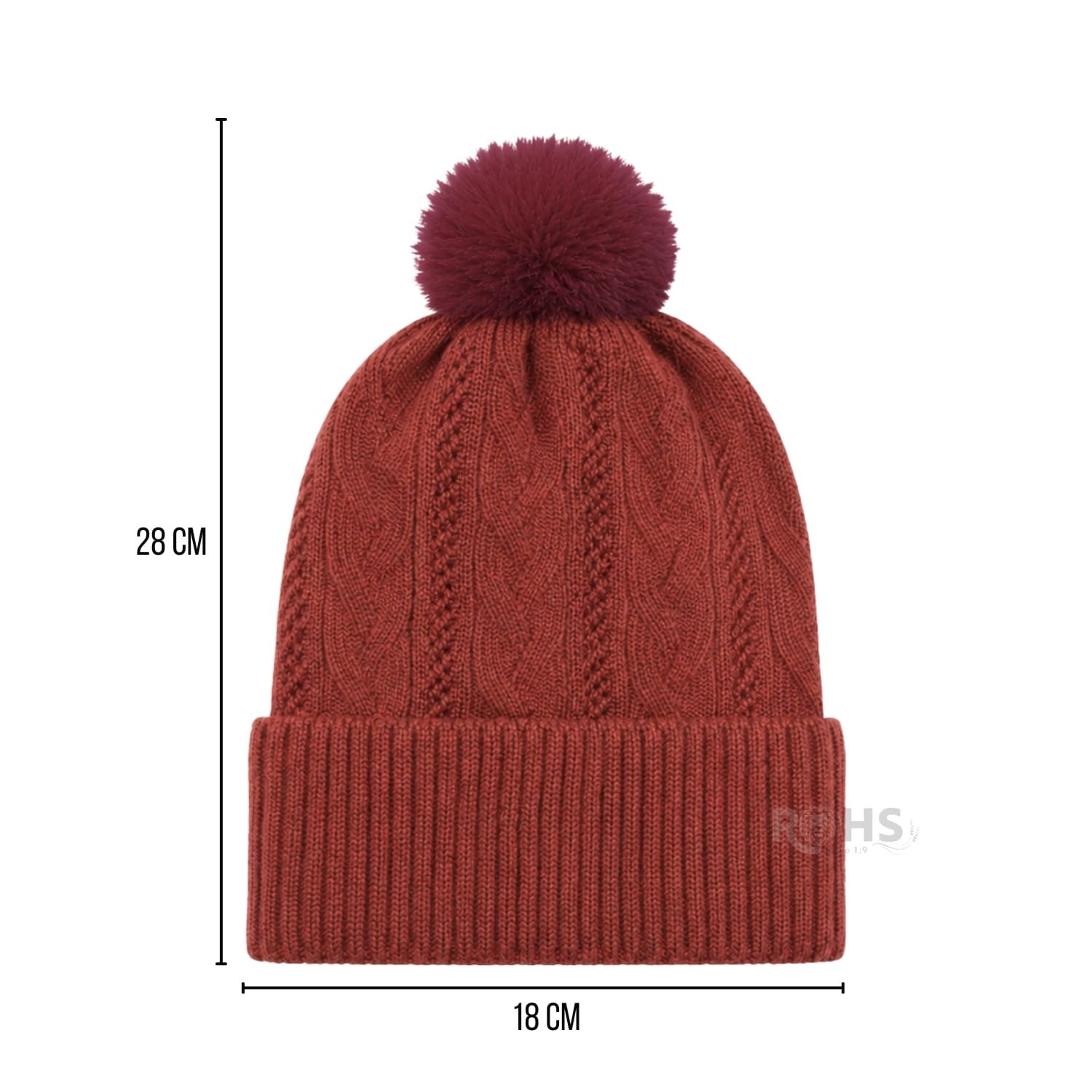 GORRO DE INVIERNO POLIÉSTER CON POMPÓN TEXTURIZADO COLOR ROJO - 3